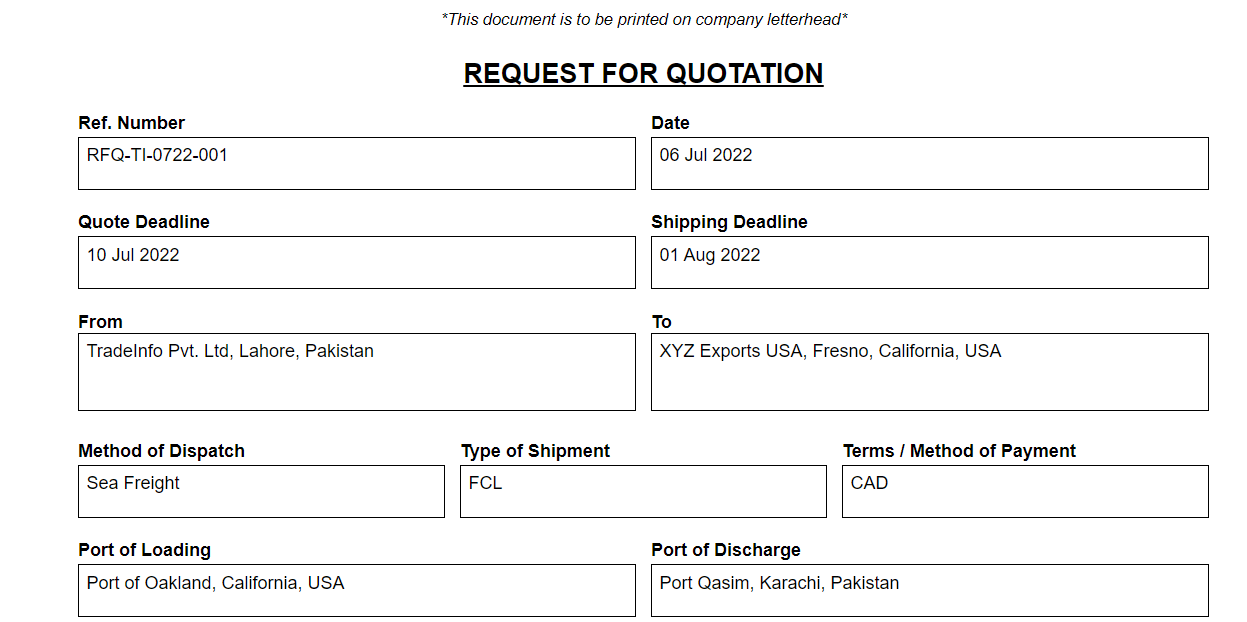 Request for Quotation (RFQ) in International Trade